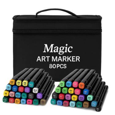 Imagem de Kit Canetas Coloridas Ponta Dupla c/ Estojo 80 cores - Touch - Pop Mar