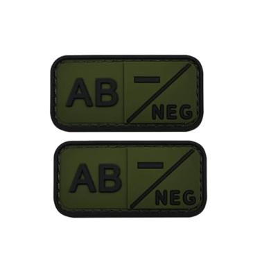 Imagem de Ruoming 2 peças externas 3D PVC borracha macia tipo sanguíneo médico, crachá de gancho de resgate, emblema de moral, acessório DIY (verde AB-)