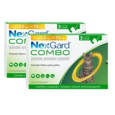 Imagem de 2 Nexgard Combo Gato Pulga Sarna Verme 2,5 A 7,5kg 6 Pipetas