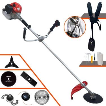 Imagem de Aparador de Grama Anmax CG520-P À Gasolina 2T 52cc 2,2HP 10.000rpm Com Carretel + Faca 2 Pontas + 3 Pontas + 40 Dentes de Vídea + 80 Dentes + Trimmer