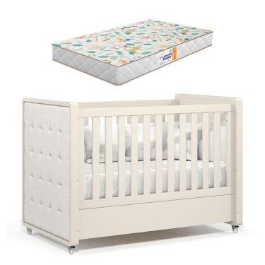 Imagem de Berço Americano Tutto New Off White Com Capitonê New Boucle E Colchão Gazin - Matic
