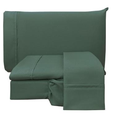 Imagem de Jogo De Cama Lençol Casal Conforto Percal 300 Fios 4 Peças - Verde