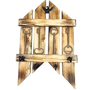 Imagem de collectiblesBuy Tábua de madeira, suporte de parede, tábuas decorativas feitas à mão, porta-chaves vintage, cabides de pano, bolsas, acessórios, parafusos de fixação