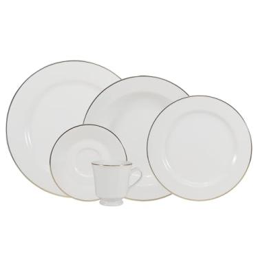Imagem de Serviço de Jantar e Chá 30 Peças em Porcelana, Modelo Itamaraty, Redondo, Decoração Filete Ouro, Filete em Ouro, Porcelana Schmidt
