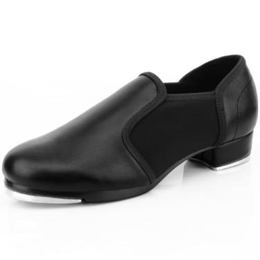 Imagem de Keemi Sapatos de sapateado de couro para adultos, sapatos de dança para mulheres, preto, Preto, 36