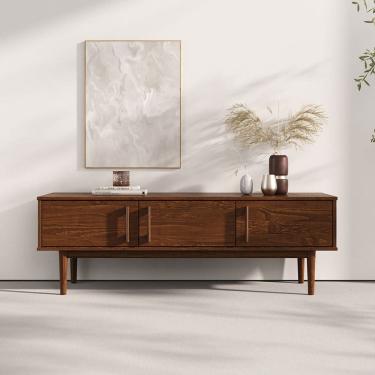 Imagem de Rack Sala Moderno TV 55 Pés Retos Madeira Castanho TECCA