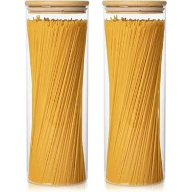Imagem de Conjunto de Potes de Vidro Herméticos com Tampa de Bambu, 2 Peças, Organizadores para Cozinha 1000ML, 1200, 2000ML (1,2L)
