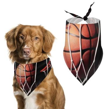 Imagem de Cachecol de poliéster com estampa de basquete para animais de estimação - Tamanho único (70 x 30 cm)