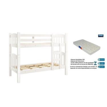 Imagem de Beliche Perola  Branco Versátil  Vira 2 Camas + 2 Colchão Solteiro - E