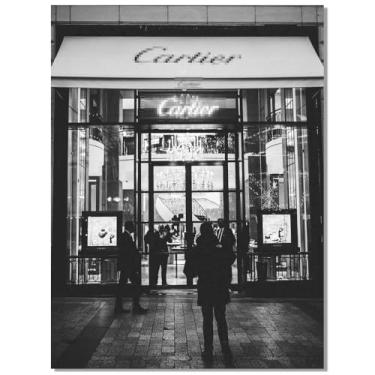 Imagem de Arte de parede de luxo na moda - pôster de loja de luxo retrô para quarto de meninas - vintage feminista preto e branco arte impressão em tela imagem para apartamento feminino dormitório