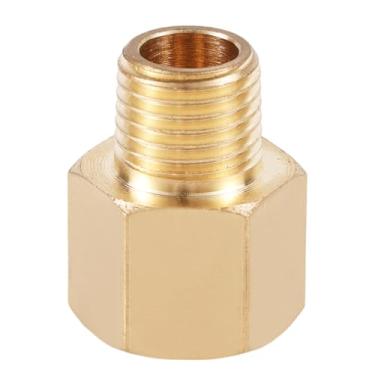 Imagem de 2un Adaptador Conexão Tubo Latão, Conector Sextavado Roscado NPT Macho 1 4 Pol x NPT Fêmea 3 8 Pol Acessórios Extensão Tubo Acessórios Substituição para Sistemas Hidráulicos Gás Encanamento