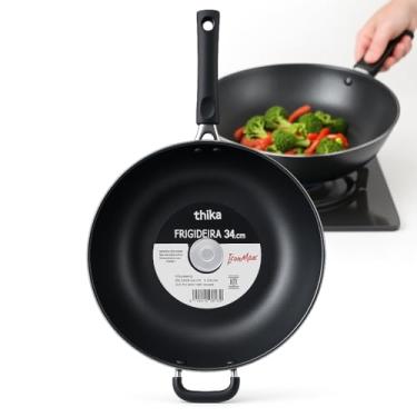 Imagem de Frigideira Grande Antiaderente Multiuso 34 cm Para Fogões de Indução Vitroceramicos Gas e Cooktop