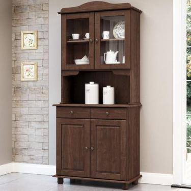 Imagem de Cristaleira Com Portas Vidro 88cm Pé Madeira Rubia Café F07 - Mpozenat