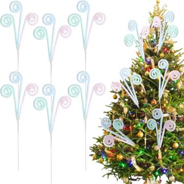 Imagem de Gerrii Decoração de Natal pastel de 40,6 cm, palitos de árvore de bengala doce, enfeite de Natal, pastel, cacheado, palito de caule de macaron, galhos de pirulito, palito grande para casa, guirlanda