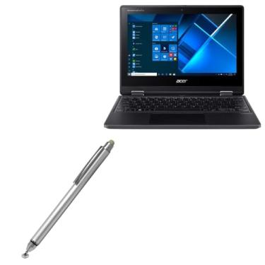 Imagem de Caneta Stylus BoxWave compatível com Acer TravelMate Spin B3 (TMB311RN-31) (Caneta Stylus da BoxWave) - Caneta capacitiva DualTip com ponta de disco de ponta de fibra capacitiva Stylus - Prata metálica
