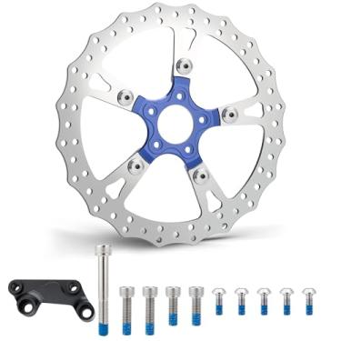 Imagem de MoKitDora Disco de freio de 35,56 cm único dianteiro flutuante para Harley 2006-2017 Dyna Street Fat Bob Super Wide Sport Glide 2015–up Softail Low Rider Breakout Deluxe Heritage Classic polido à mão