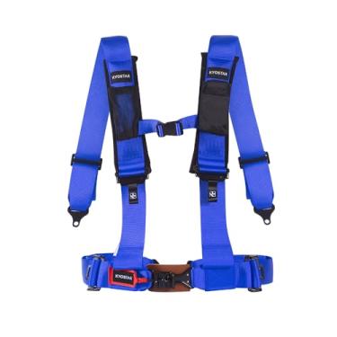 Imagem de Cinto de segurança de arnês de 4 pontos com ombreiras ultramacias e resistentes de 7 cm com trava de ferro para Go Kart UTV e ATV (azul)