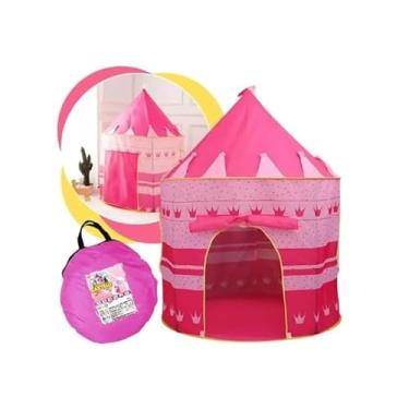 Imagem de Barraca Castelo Infantil Tenda Toca Cabaninha Menina Rosa com Cortina Portátil Dobrável para Quarto e Sala - Brinquedo Educativo para Imaginação, Diversão e Decoração do Espaço