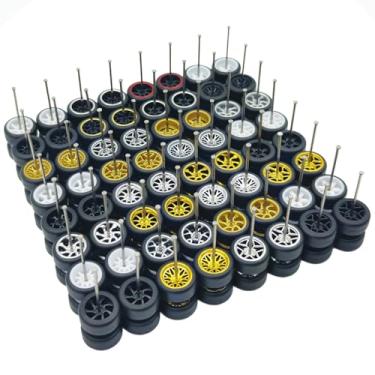Imagem de 1/64 Wheels and Tires Set - 10 Mixed/Random Rubber Wheel Sets - Real Riders Wheel Rims & Tires, Compatible with Hot Wheels & Matchbox