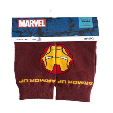 Imagem de Meia Masculina Basic+ Homem de Ferro Marvel Vinho 39-44