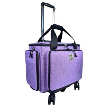 Imagem de BatlFrist Bolsa de professor com rodinhas com cinco rodas giratórias de 360 graus, sacola de professor com carrinho destacável, usando zipers YKK, serve para laptop de 15,6 polegadas (Lilás)