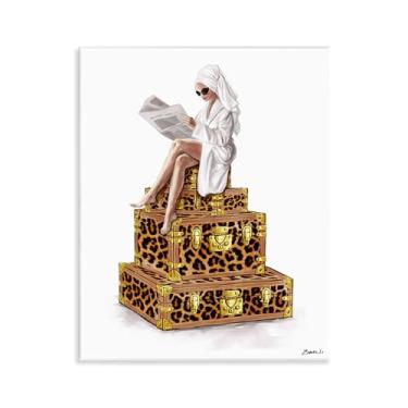 Imagem de Stupell Industries Reading Atop Suitcases Wall Plaque Art Design por Ziwei Li, 14 x 11