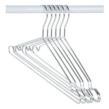 Imagem de Kit 6 Cabides Modelo Tintureiro Aço Cromado | Cabide de Metal Rígido para Roupas | Cabides Premium Resistentes e Duráveis | Organizador de Guarda-Roupa