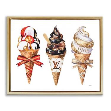 Imagem de Stupell Industries Arte de parede em tela flutuante dourada de sorvete gourmet de luxo por Amanda Greenwood, 43 x 53 cm