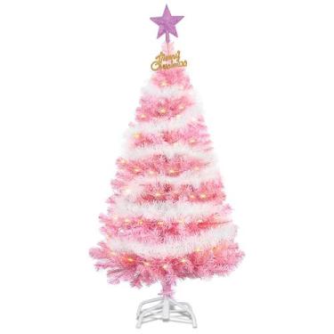 Imagem de Árvore de Natal Dream Loom PVC rosa de 4 pés com suporte de metal