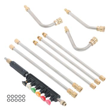 Imagem de TJHSM Varinha de extensão de lavadora de alta pressão, conjunto de 9 peças, 2,5 m, conecte a lavadora de pressão para limpar ambientes internos e externos