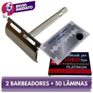 Imagem de Kit 02 Aparelho Barbeador Metal Vintage Clássico Manual Retrô e 50, 70