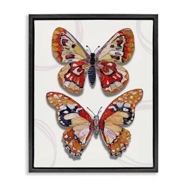 Imagem de Stupell Industries Design de arte de parede em tela flutuante com estampa de mosaico duplo de borboleta preta por Lisa Morales, 80 x 63 cm