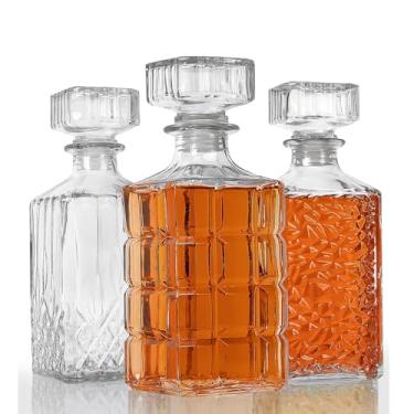 Imagem de esmen 3 decantadores de vidro para bebidas alcoólicas, garrafas de bebidas alcoólicas, garrafa de vinho de cristal, acessório de aerador de vinho para amantes de vinho tinto