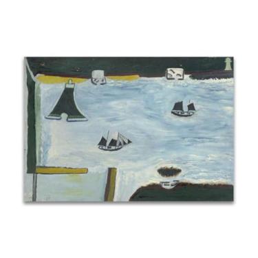 Imagem de RYLJCZ Reproduções de pinturas famosas de Alfred Wallis-(Mount's Bay) Impressões em tela- quadros decorativos para sala de estar 60 x 90 cm (23,7 x 35,5 pol. sem moldura