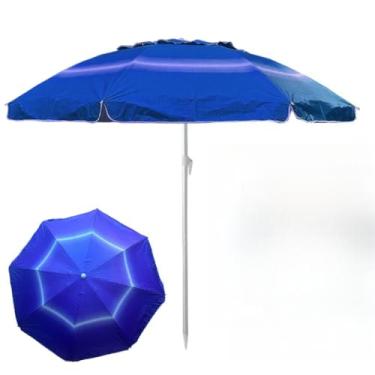 Imagem de Guarda Sol De Praia Gigante Piscina E Pesca Camping Verão 2025 Ombrelone Articulado Grande Sombrinha De Praia Sombreiro (Azul 1,9M)