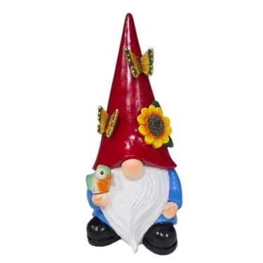 Imagem de Memeyou Key Hider estátua de gnomos de jardim ao ar livre esconder uma chave externa estatueta de gnomo decoração para quintal gramado escondido porta-chaves reserva caixa de bloqueio vermelho