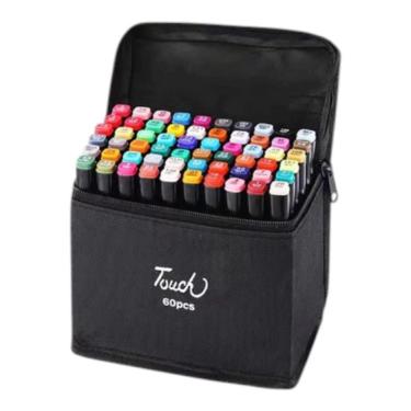 Imagem de Conjunto De Canetas Marcador Permanente Ponta Dupla 60 Cores