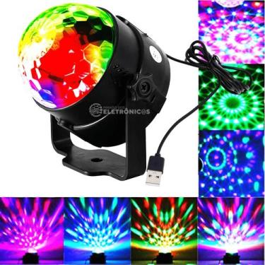 Imagem de Mini Globo Bola Magica Jogo De Luz LED RGB Iluminação Para Festa Alime