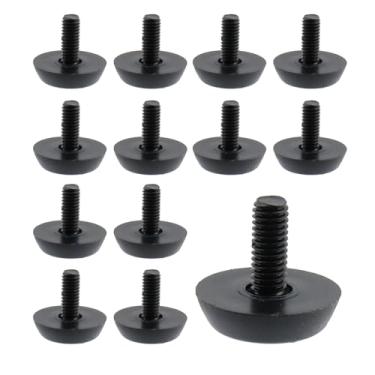Imagem de Antrader Pacote com 12 M6 × 15 mm para móveis, niveladores de perna de mesa, parafuso de nivelamento em móveis, ajustador de pé, mini pés ajustáveis, diâmetro da base de 23 mm, preto