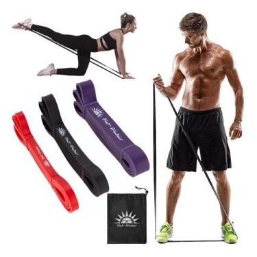 Imagem de Kit 3 Elástico Extensor Bumbum Band Musculação Fitness Treino Em Casa 