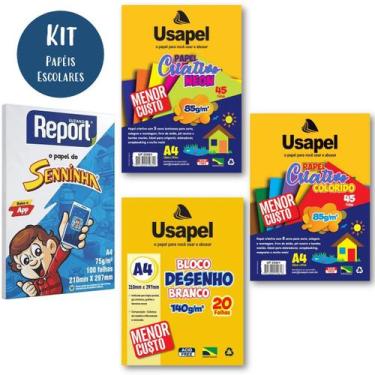Imagem de Kit Papel Escolar Criativo Colorido + Neon 13 Cores + Bloco de Desenho