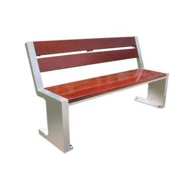 Imagem de YAYAOVP-24927 Cadeira dupla para uso ao ar livre, banco de encosto de madeira, banco de aço para jardim, pátio, lounge, bancos de jardim (médio)