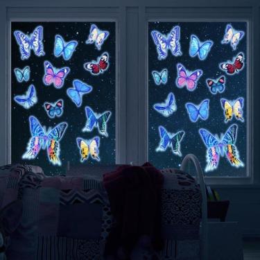 Imagem de Adesivos de janela Whaline Butterfly Glow in The Dark 20x30cm 4 folhas