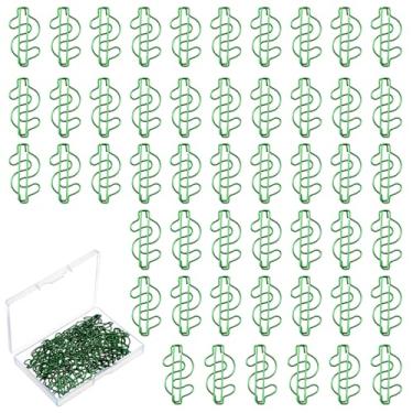 Imagem de 50 peças de clipes de papel de metal verde de aço inoxidável 4,8 x 2,1 cm lindos livros clipes de papel marcadores de metal para escritório em casa, escola, arquivos, organização, decoração de festa
