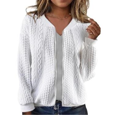 Imagem de Suéter Cardigan WROLEM com capuz com zíper para mulheres