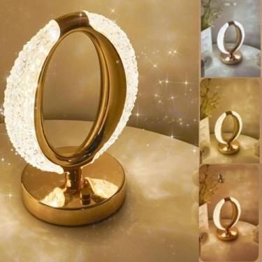 Imagem de Luminária Oval Cristal Premium LED de Mesa com 3 modos USB - TOP RIO