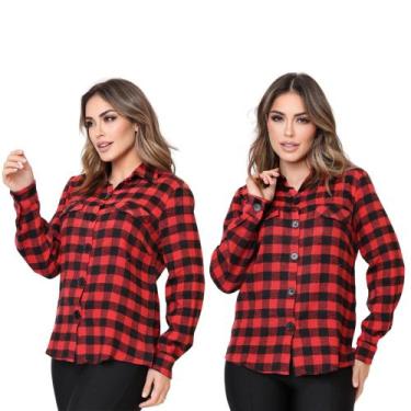 Imagem de Camisa Feminina Xadrez Festa Junina Manga Longa KIT COM 2 CAMISAS - La