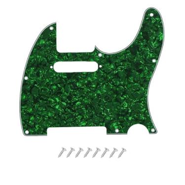 Imagem de DIAO79NI Placa de risco Tele Pickguard de 8 furos para guitarra elétrica de estilo moderno Fender EUA/Mexican Fender American Standard Telecaster, verde pérola, 4 camadas.