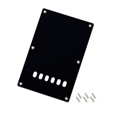 Imagem de Banworks 1 Ply Strat placa traseira de 6 furos para guitarra elétrica Trem Tremolo capa traseira borda reta para Squier Strat ST JT/HGB-02 preta