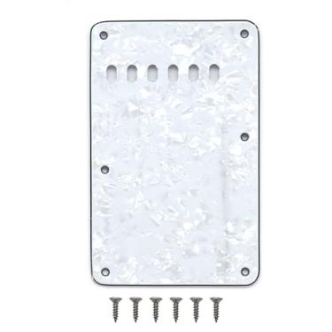 Imagem de Placa traseira de 3 camadas com 6 furos Stratocaster Capa traseira estilo vintage para peças de guitarra elétrica Stratocaster padrão Fender EUA/México (pérola branca)